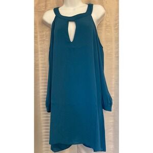 THREE EIGHTY TWO Teal Blue Cold Shoulder Keyhole Dress - Size S